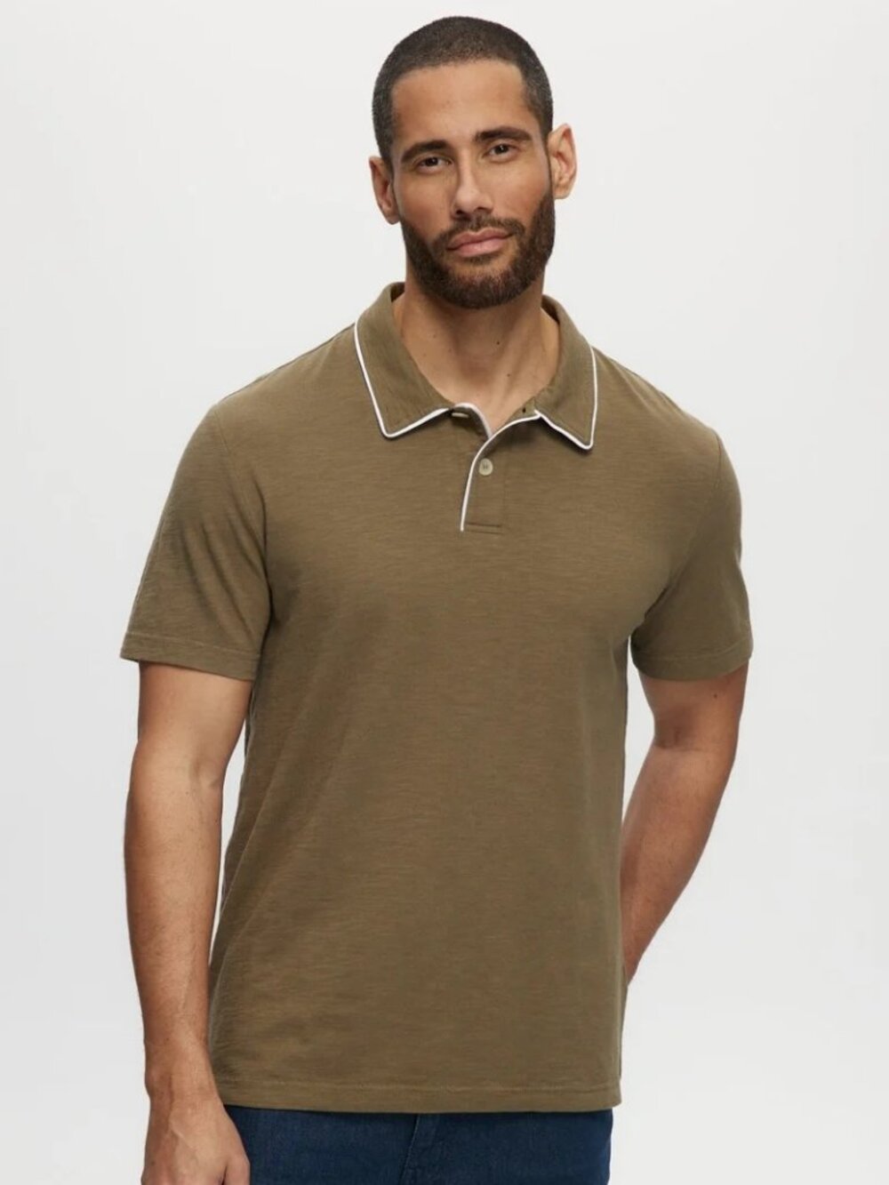 Julian & Mark Olive Slub Jersey Enzyme Wash Polo/23024